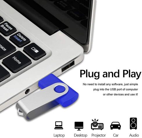 Aiibe 5 عبوات من محركات أقراص فلاش USB سعة 64 جيجابايت سعة 64 جيجابايت محركات أقراص فلاش محرك إبهام دوار USB عصا USB 2.0 قلم (64 جيجا، 5 ألوان مختلطة: أسود أحمر أصفر أبيض أرجواني) in Kuwait