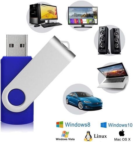 Aiibe 5 عبوات من محركات أقراص فلاش USB سعة 64 جيجابايت سعة 64 جيجابايت محركات أقراص فلاش محرك إبهام دوار USB عصا USB 2.0 قلم (64 جيجا، 5 ألوان مختلطة: أسود أحمر أصفر أبيض أرجواني) in Kuwait