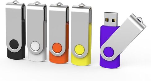 Aiibe 5 Pack 64GB USB Flash Drive 64 GB Flash Drives Thumb Drive Swivel USB Stick USB 2.0 Pen Drive (64G, 5 Mixed Colors: Black Red Yellow White Purple) in Kuwait