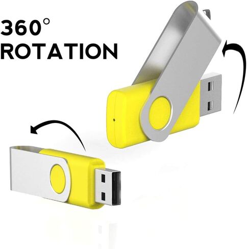 Aiibe 5 عبوات من محركات أقراص فلاش USB سعة 64 جيجابايت سعة 64 جيجابايت محركات أقراص فلاش محرك إبهام دوار USB عصا USB 2.0 قلم (64 جيجا، 5 ألوان مختلطة: أسود أحمر أصفر أبيض أرجواني) in Kuwait