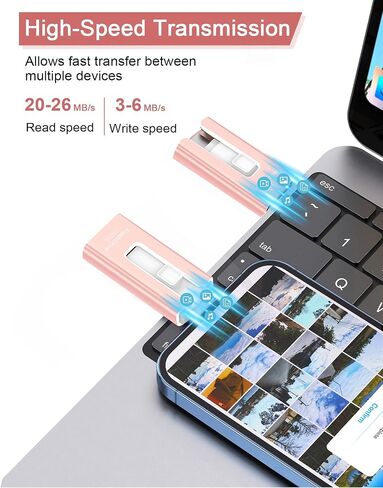 256GB USB Flash Drive for Phone and Pad, Photo Stick High Speed External USB Thumb Drives Photo Storage Memory Stick for Save More Photos and Videos (Blue, 256GB) in Saudi Arabia