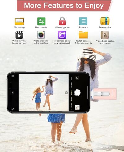 256GB USB Flash Drive for Phone and Pad, Photo Stick High Speed External USB Thumb Drives Photo Storage Memory Stick for Save More Photos and Videos (Blue, 256GB) in Saudi Arabia