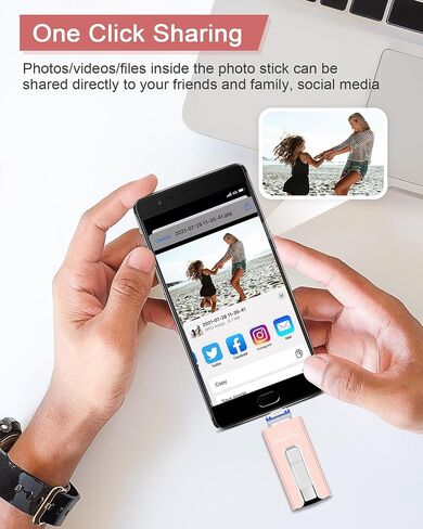 256GB USB Flash Drive for Phone and Pad, Photo Stick High Speed External USB Thumb Drives Photo Storage Memory Stick for Save More Photos and Videos (Blue, 256GB) in Saudi Arabia