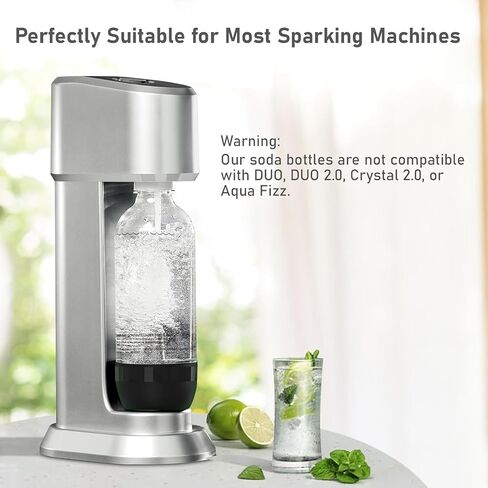 Mycket Soda Maker Bottles, 1 Liter Carbonating Bottles, BPA Free, Reusable Sparkling Water Bottles, Replacement Bottle for Soda Machine, 2 Pack, Black & White in Saudi Arabia