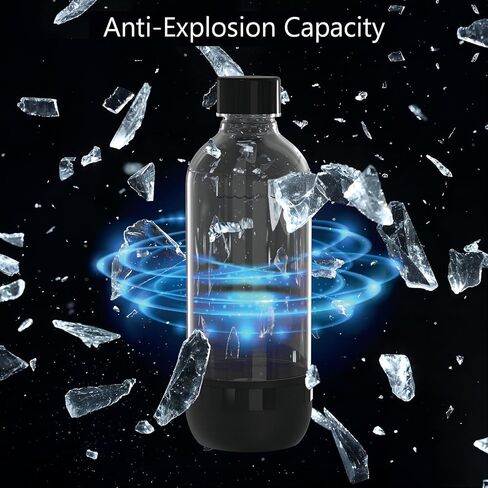 Mycket Soda Maker Bottles, 1 Liter Carbonating Bottles, BPA Free, Reusable Sparkling Water Bottles, Replacement Bottle for Soda Machine, 2 Pack, Black & White in Saudi Arabia