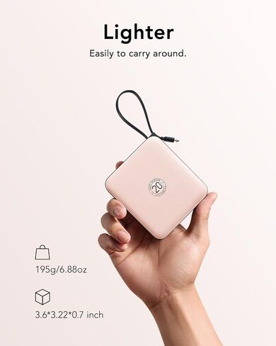 VRURC Portable Charger with Built-in Cables, 10000mAh Battery Pack PD 20W for iPhone, 22.5W USB C Travel Power Bank for iPhone 15 14 13 Samsung Galaxy S23 S22 Google Android Airpods Pro, Whtie in Kuwait