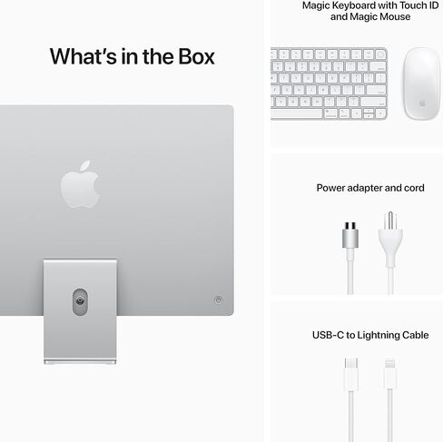 2021 Apple iMac مع شريحة Apple M1 مع وحدة معالجة مركزية 8 النواة (24 بوصة، 8 جيجابايت من ذاكرة الوصول العشوائي، 256 جيجابايت من سعة تخزين SSD) (QWERTY English) فضي (تم تجديد Premium) in Saudi Arabia