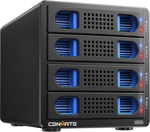 Aluminum 4 Bay 10Gbps Hard Drive Enclosure with Cooling Fan for 2.5“/3.5" SATA HDD/SSD with USB A/C 3.2 Gen 2, Support Hot Swappable, Daisy Chain Expansion, Tool-Free, DAS(NO RAID/NAS) in Saudi Arabia