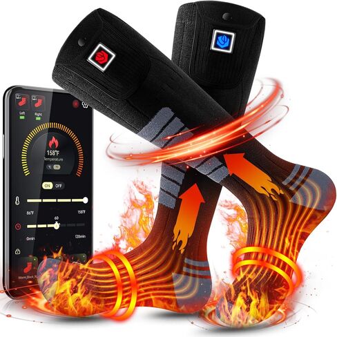 Heated Socks for Men Women 9V Constant Voltage 3000mAh Battery with APP Remote Control for Hunting Fishing Camping in Kuwait
