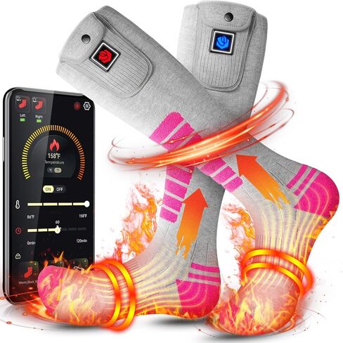 Heated Socks for Men Women 9V Constant Voltage 3000mAh Battery with APP Remote Control for Hunting Fishing Camping in Kuwait