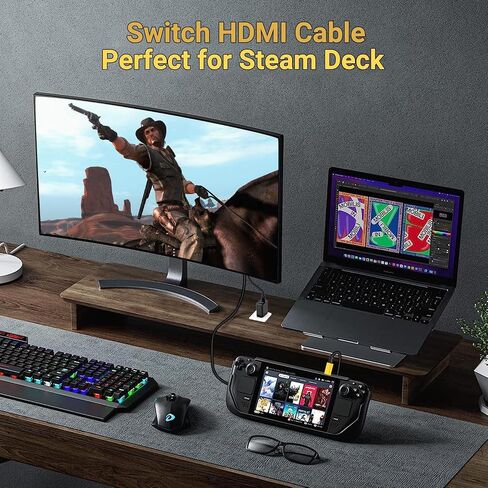 USB C to HDMI Adapter Cable for Nintendo Switch Dock,6FT/1.8M Switch Docking Station for TV with 4K Switch Dock HDMI Cable, 100W Switch Charging Dock- Black with Red, Minin in Kuwait