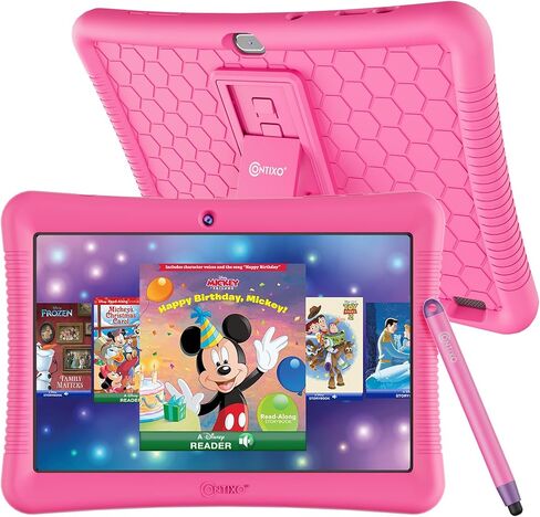 Contixo 10" Android Kids Tablet 64GB, includes 80+ Disney Storybooks & Stickers (Value $350), Kid-Proof Case with Kickstand & Stylus, (2023 Model) - Blue in Kuwait
