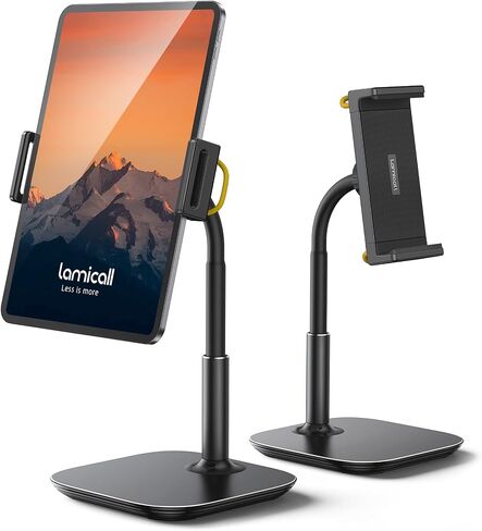 Lamicall Tablet Stand Holder, Gooseneck Tablet Mount 2.5lb Heavy Duty Base Adjustable Desktop Stand with 360 Degree Rotating for 4.7-13" Tablet, iPad Pro 12.9 Air Mini, Fire, Kindle, Tabs, White in Saudi Arabia