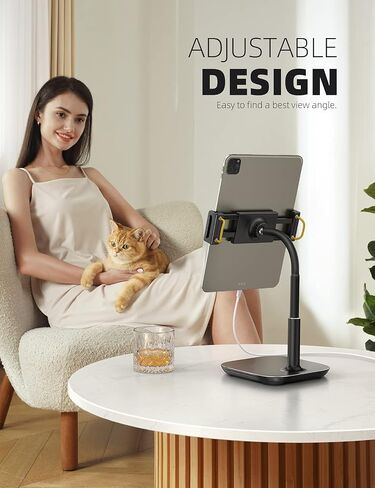 Lamicall Tablet Stand Holder, Gooseneck Tablet Mount 2.5lb Heavy Duty Base Adjustable Desktop Stand with 360 Degree Rotating for 4.7-13" Tablet, iPad Pro 12.9 Air Mini, Fire, Kindle, Tabs, White in Saudi Arabia