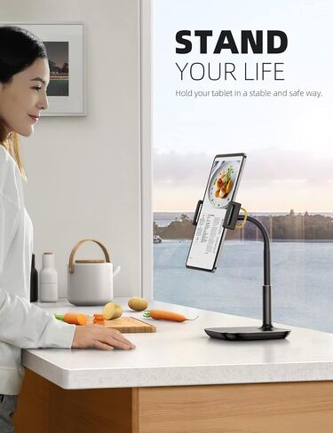 Lamicall Tablet Stand Holder, Gooseneck Tablet Mount 2.5lb Heavy Duty Base Adjustable Desktop Stand with 360 Degree Rotating for 4.7-13" Tablet, iPad Pro 12.9 Air Mini, Fire, Kindle, Tabs, White in Saudi Arabia