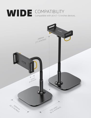 Lamicall Tablet Stand Holder, Gooseneck Tablet Mount 2.5lb Heavy Duty Base Adjustable Desktop Stand with 360 Degree Rotating for 4.7-13" Tablet, iPad Pro 12.9 Air Mini, Fire, Kindle, Tabs, White in Saudi Arabia