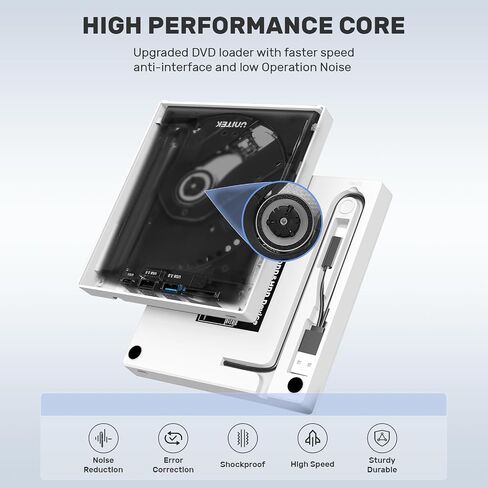 محرك أقراص DVD خارجي من Unitek، مشغل أقراص CD/DVD +/-RW/DVD محمول USB C مع قارئ بطاقة SD USB 3.0 USB C Hub CD ROM Burner متوافق مع أجهزة الكمبيوتر المحمول المكتبية وأجهزة الكمبيوتر المكتبية Windows Linux OS Surface Apple Mac in Kuwait