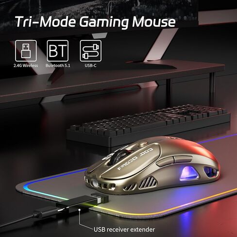 Uciefy Z05 Wireless Gaming Mouse, Tri-Mode 2.4G/Blutooth/USB-C Wired Mouse, 6 Programmable Buttons, 12000 DPI Optical Sensor, 16.8M RGB Backlit, Ergonomic Gaming Mouse for Mac, Laptop, PC (Black) in Saudi Arabia