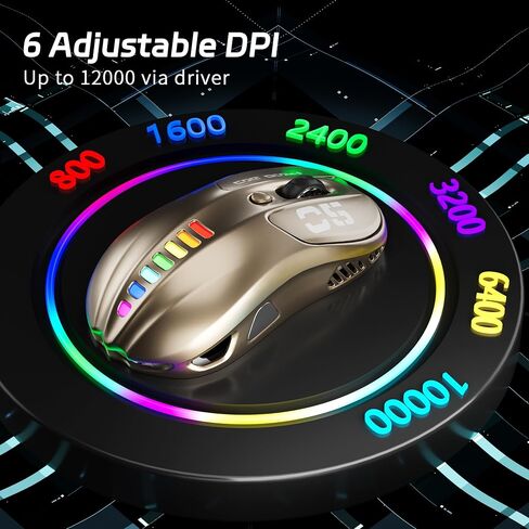 Uciefy Z05 Wireless Gaming Mouse, Tri-Mode 2.4G/Blutooth/USB-C Wired Mouse, 6 Programmable Buttons, 12000 DPI Optical Sensor, 16.8M RGB Backlit, Ergonomic Gaming Mouse for Mac, Laptop, PC (Black) in Saudi Arabia