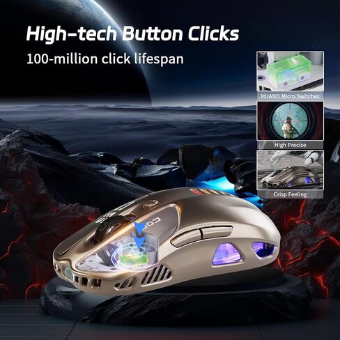 Uciefy Z05 Wireless Gaming Mouse, Tri-Mode 2.4G/Blutooth/USB-C Wired Mouse, 6 Programmable Buttons, 12000 DPI Optical Sensor, 16.8M RGB Backlit, Ergonomic Gaming Mouse for Mac, Laptop, PC (Black) in Saudi Arabia