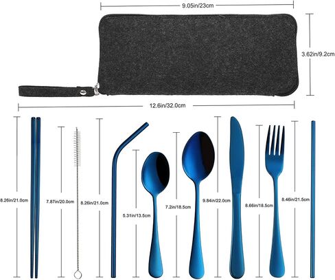 VANDBAO Portable Travel Utensils, Reusable Silverware with Case for Fixing Tableware, 9 Pieces Stainless Steel Stable Flatware Set, Camping Picnic Cutlery Set (Black Set) in Saudi Arabia