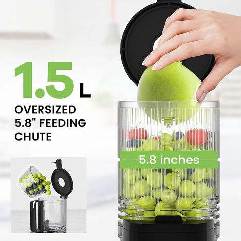 Masticating Juicer, 350W Slow Cold Press Juicer with 5.8" Extra-Large Feeding Chute, Juicer Machines for Whole Fruits and Vegetables, Easy to Clean with Brush in Kuwait