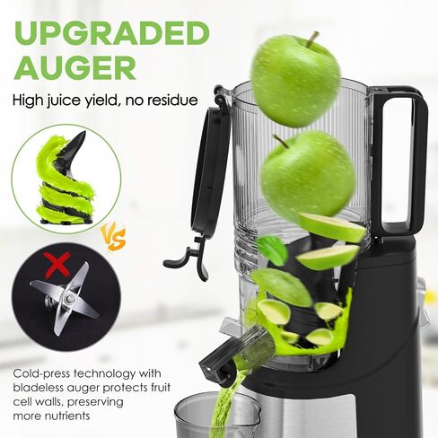 Masticating Juicer, 350W Slow Cold Press Juicer with 5.8" Extra-Large Feeding Chute, Juicer Machines for Whole Fruits and Vegetables, Easy to Clean with Brush in Kuwait