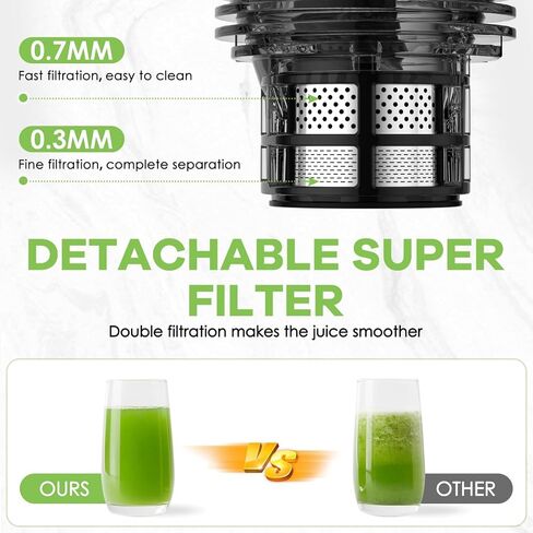 Masticating Juicer, 350W Slow Cold Press Juicer with 5.8" Extra-Large Feeding Chute, Juicer Machines for Whole Fruits and Vegetables, Easy to Clean with Brush in Kuwait