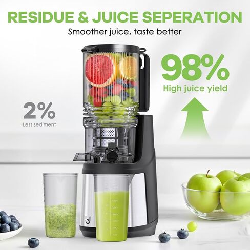 Masticating Juicer, 350W Slow Cold Press Juicer with 5.8" Extra-Large Feeding Chute, Juicer Machines for Whole Fruits and Vegetables, Easy to Clean with Brush in Kuwait
