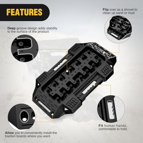 لوحات جر للطرق الوعرة من Nilight Recovery مع قاعدة رفع جاك وحصائر سلم إطارات الطوارئ لسيارات الدفع الرباعي 4X4 والثلج الرملي الطيني مع طقم تثبيت قطعتين وحقيبة حمل ومقودين (أزرق) in Kuwait