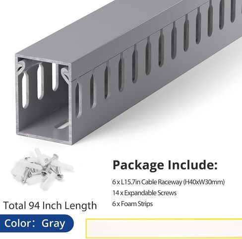 ZhiYo Cable Raceway 78in(2xL39in)، إدارة كابلات حامل الخادم تحت منظم سلك المكتب، قناة كابل PVC آمنة للكهرباء، قناة سلكية مفتوحة للشبكة/الكمبيوتر الشخصي/أجهزة التلفاز، قناة سلكية H2 x W2in أسود in Saudi Arabia