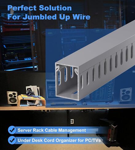 ZhiYo Cable Raceway 78in(2xL39in)، إدارة كابلات حامل الخادم تحت منظم سلك المكتب، قناة كابل PVC آمنة للكهرباء، قناة سلكية مفتوحة للشبكة/الكمبيوتر الشخصي/أجهزة التلفاز، قناة سلكية H2 x W2in أسود in Saudi Arabia
