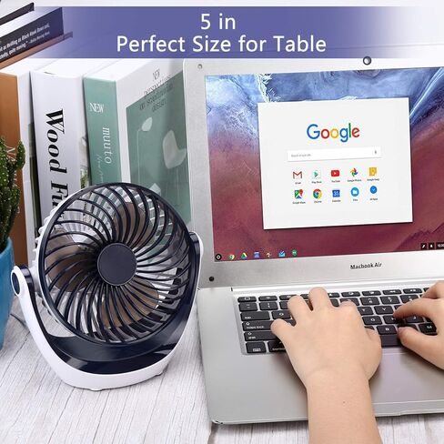 Aluan Desk Fan Small Table Fan with Strong Airflow Quiet Operation Portable Fan Speed Adjustable Head 360°Rotatable Mini Personal Fan for Home Office Bedroom Table and Desktop 5.1 Inch in Saudi Arabia