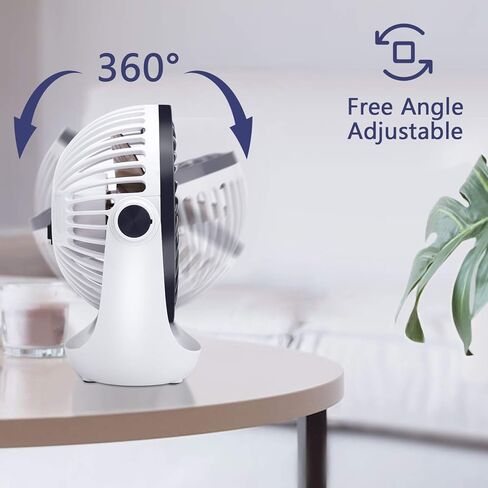 Aluan Desk Fan Small Table Fan with Strong Airflow Quiet Operation Portable Fan Speed Adjustable Head 360°Rotatable Mini Personal Fan for Home Office Bedroom Table and Desktop 5.1 Inch in Saudi Arabia
