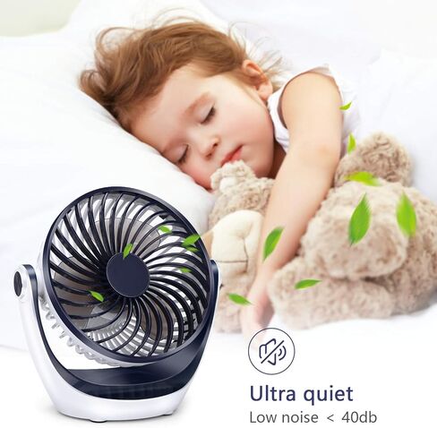 Aluan Desk Fan Small Table Fan with Strong Airflow Quiet Operation Portable Fan Speed Adjustable Head 360°Rotatable Mini Personal Fan for Home Office Bedroom Table and Desktop 5.1 Inch in Saudi Arabia