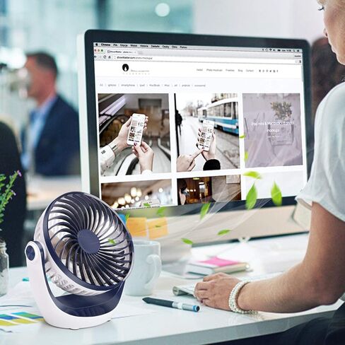 Aluan Desk Fan Small Table Fan with Strong Airflow Quiet Operation Portable Fan Speed Adjustable Head 360°Rotatable Mini Personal Fan for Home Office Bedroom Table and Desktop 5.1 Inch in Saudi Arabia