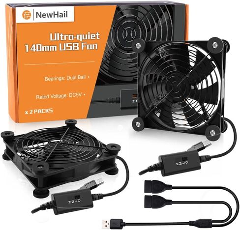 2Pack 140mm Mini USB Fan Computer Fan Multi-Speed Control, Reduction Heat for Router, Game Console, TV Box, Recipient, Modem, DVR, Playstation, AV-Cabin in Saudi Arabia