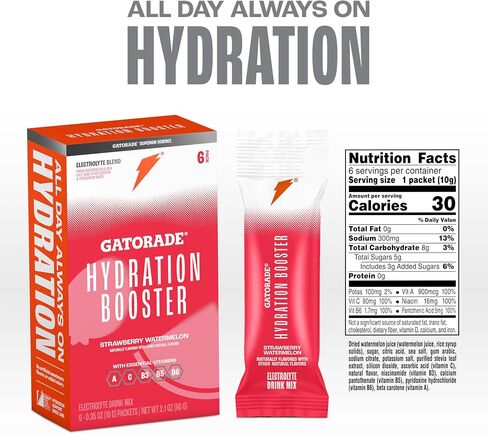 Gatorade Hydration Booster, Strawberry Watermelon, Makes 20 Fl Oz (Pack of 6) in Kuwait