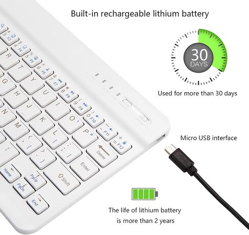Ultra-Slim Bluetooth Keyboard Portable Mini Wireless Keyboard Rechargeable for Apple iPad iPhone Samsung Tablet Phone Smartphone iPadOS iOS Android (10 inch Pink) in Saudi Arabia