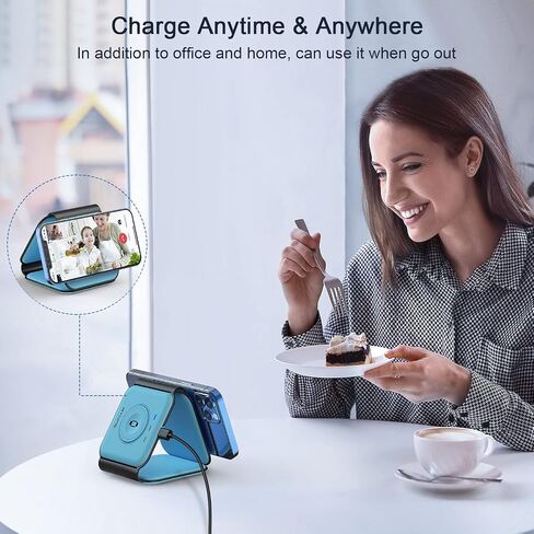 Wireless Charger 3 in 1,RTOPS Magnetic GaN Travel Wireless Charging Station Compatible with Apple Magsafe Multiple Devices for iphone17/16/15/14/13/Pro/Max,iWatch,AirPods4/3/2/Pro (Adapter Includes) in Kuwait