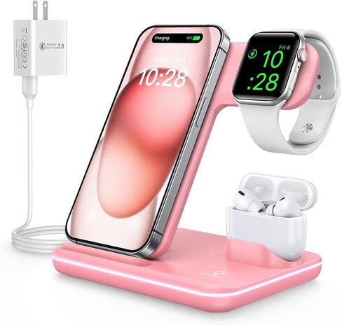 WAITIEE Wireless Charger 3 in 1, 15W Fast Charging Station for Apple Watch 10/9/8/Ultra 2/Ultra/SE/7/6/5/4/3/2, for AirPods 3/2/1/Pro for iPhone 16/15/14/13 /Plus/Pro/Pro Max/12/11(Black) in Saudi Arabia