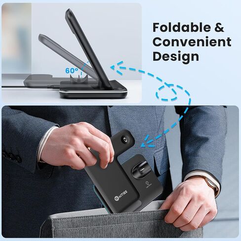 WAITIEE Wireless Charger 3 in 1, 15W Fast Charging Station for Apple Watch 10/9/8/Ultra 2/Ultra/SE/7/6/5/4/3/2, for AirPods 3/2/1/Pro for iPhone 16/15/14/13 /Plus/Pro/Pro Max/12/11(Black) in Saudi Arabia