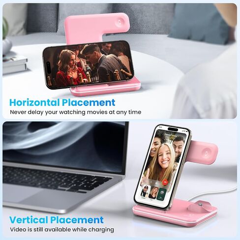 WAITIEE Wireless Charger 3 in 1, 15W Fast Charging Station for Apple Watch 10/9/8/Ultra 2/Ultra/SE/7/6/5/4/3/2, for AirPods 3/2/1/Pro for iPhone 16/15/14/13 /Plus/Pro/Pro Max/12/11(Black) in Saudi Arabia