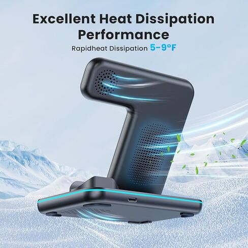 WAITIEE Wireless Charger 3 in 1, 15W Fast Charging Station for Apple Watch 10/9/8/Ultra 2/Ultra/SE/7/6/5/4/3/2, for AirPods 3/2/1/Pro for iPhone 16/15/14/13 /Plus/Pro/Pro Max/12/11(Black) in Saudi Arabia