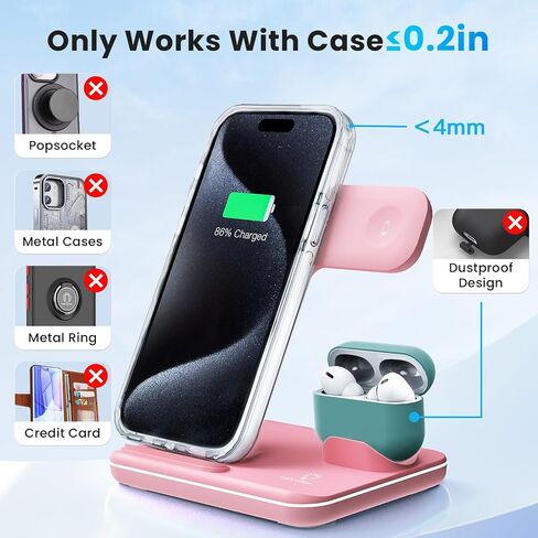 WAITIEE Wireless Charger 3 in 1, 15W Fast Charging Station for Apple Watch 10/9/8/Ultra 2/Ultra/SE/7/6/5/4/3/2, for AirPods 3/2/1/Pro for iPhone 16/15/14/13 /Plus/Pro/Pro Max/12/11(Black) in Saudi Arabia