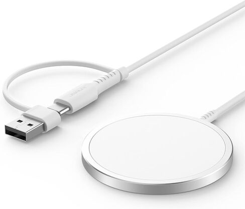 JSAUX Charger for iPhone 17 Magsafe Wireless Charging, Compatible with iPhone 17 Air Pro Max/16/15/14/13/12 Series, Magnetic Mag Safe Charging Pad, Aluminum Alloy, USB & USB C Dual Ports - Blue in Kuwait