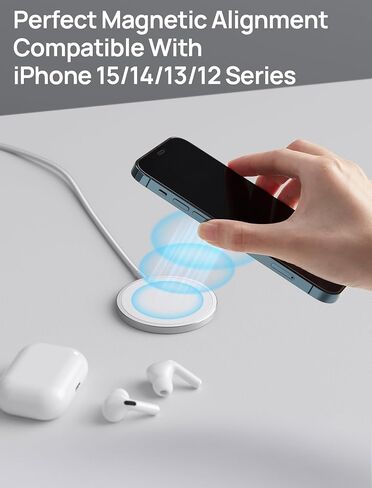 JSAUX Charger for iPhone 17 Magsafe Wireless Charging, Compatible with iPhone 17 Air Pro Max/16/15/14/13/12 Series, Magnetic Mag Safe Charging Pad, Aluminum Alloy, USB & USB C Dual Ports - Blue in Kuwait