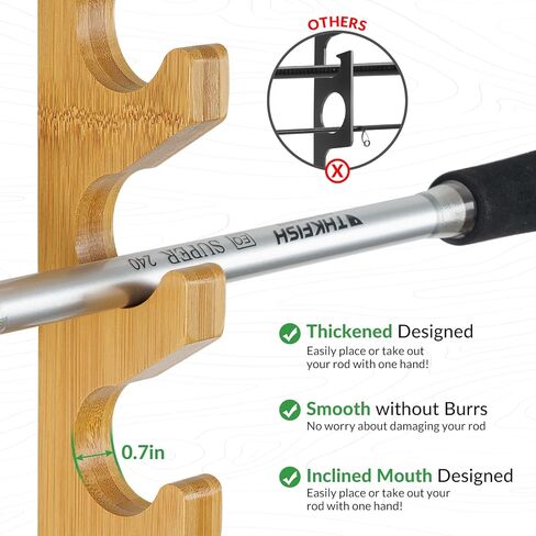 حامل قضيب الصيد من THKFISH، حامل قضيب الصيد الخشبي للمرآب المنزلي، حامل صنارة الصيد المثبت على الحائط يحمل ما يصل إلى 5/6/10/12 قضيب أو مجموعات أو رفوف تخزين شبكية in Kuwait