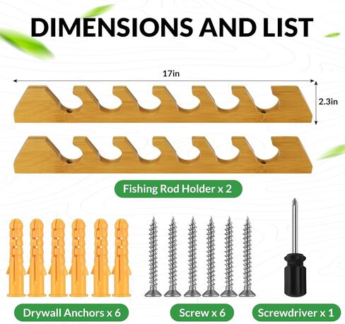 حامل قضيب الصيد من THKFISH، حامل قضيب الصيد الخشبي للمرآب المنزلي، حامل صنارة الصيد المثبت على الحائط يحمل ما يصل إلى 5/6/10/12 قضيب أو مجموعات أو رفوف تخزين شبكية in Kuwait