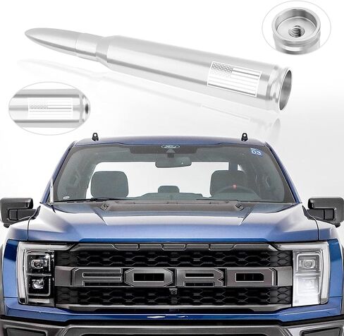 Car Bullet Antenna,Truck Exterior Decoration Accessories Car Vehicle Replacement Antenna Conpatible with Ford F150 RAM 1500 GMC Heavy Duty Pickup Trucks Accessories (New Upgrade Silver-U.S. Flag)… in Kuwait